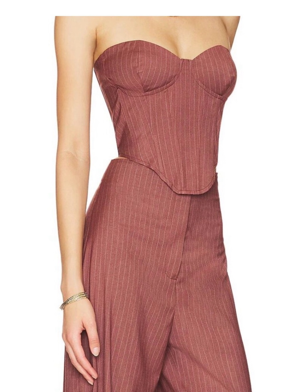Strapless Pinstripe Bustier Top only- Rust